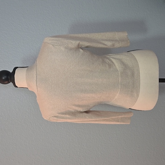 WHITE HOUSE BLACK MARKET Open Cardigan w/Tie Silver Metallic Short Length Sz Med - Picture 9 of 13